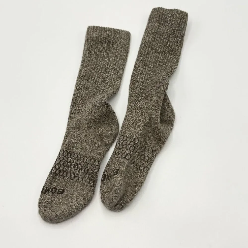 Bombas Heathered Brown Cotton Crew Neck Socks - Men’s US SM